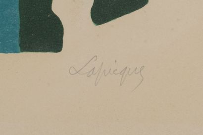 null Charles LAPICQUE (1898-1988).
Paysage coloré.
Lithographie signée en bas à droite,...