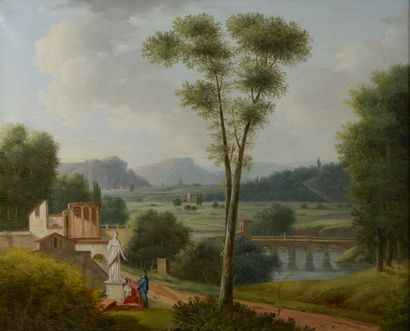 null In the taste of the nineteenth century.

Characters and landscape with ruins.

Pair...