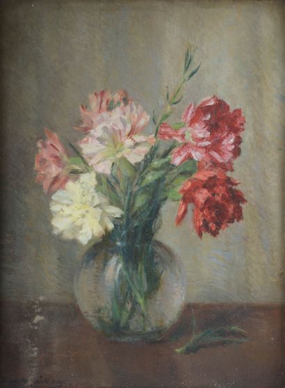 null Albert Gaston GUILLOUX (1871-1952).
Fleurs dans un vase.
Huile sur panneau signée...