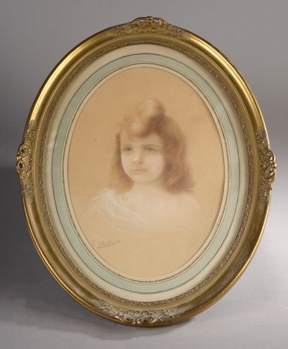 null École française du début du XIXe siècle.
Portrait de jeune femme aux cheveux...