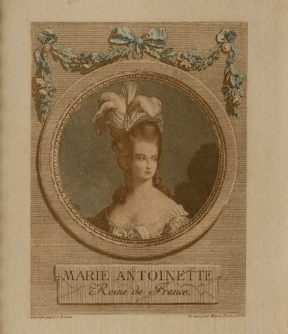 null Deux gravures encadrées figurant Louis XVI et Marie-Antoinette. 
XXe siècle....