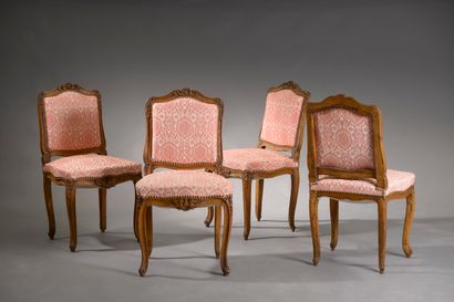 Ensemble de quatre chaises Louis XV, même...