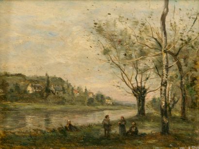 null Suiveur de Camille Jean-Baptiste COROT (1796 - 1875).
Paysages.
Trois huiles...