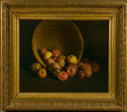 null Etienne TERRUS (1857-1922).
Pannier de pomme.
Huile sur toile signée et datée...