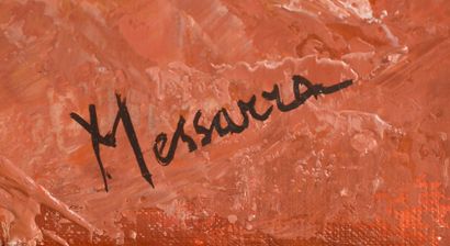 null Robert MESSARRA (1944 - 2012).
Toits, 1982.
Huile sur toile signée en bas à...