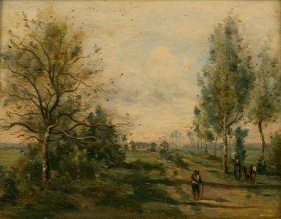 null Follower of Camille Jean-Baptiste COROT (1796 - 1875).
Landscapes.
Three oils...