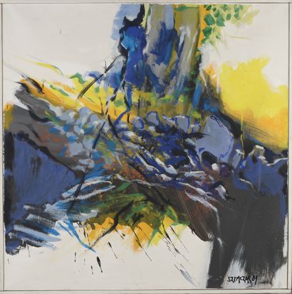 null Claude SZYMCZAK (1941-2019). 
Composition. 
Huile sur toile, signée et datée...