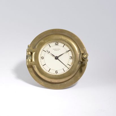 HERMES,
Brass travel clock (oxidation, slight...