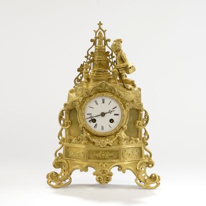 Chased and gilded bronze clock depicting...