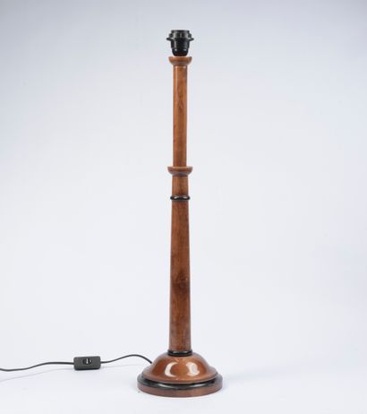 Lamp stand in wood and black lacquered wood...