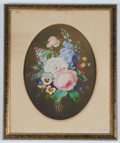 null Surroundings of Pierre-Joseph Redouté (1759-1840).
Bouquet of flowers.
Watercolor...