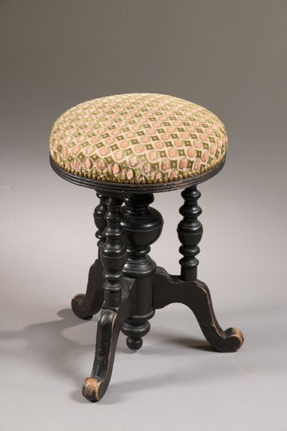 Turned and blackened wood piano stool with...