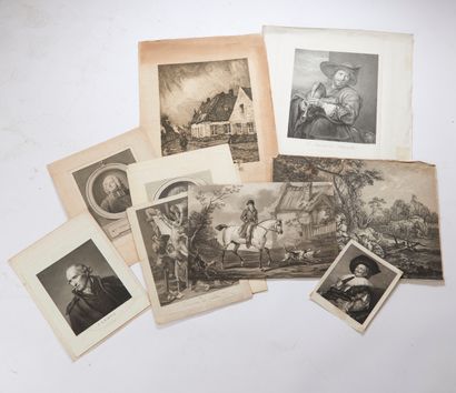null NOT SOLD. Lot of eleven 18th and 19th century engravings including: 

- After...