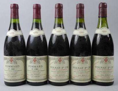 null Ensemble de 5 bouteilles: 3 bouteilles VOLNAY "Clos de la Chapelle", L. Boillot...