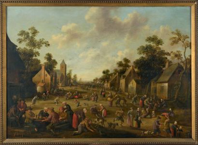 Joost Cornelisz DROOCHSLOOT (Utrecht, 1586 - 1666) Scène de réjouissance villageoise...