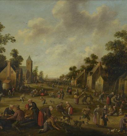 Joost Cornelisz DROOCHSLOOT (Utrecht, 1586 - 1666) Scène de réjouissance villageoise...