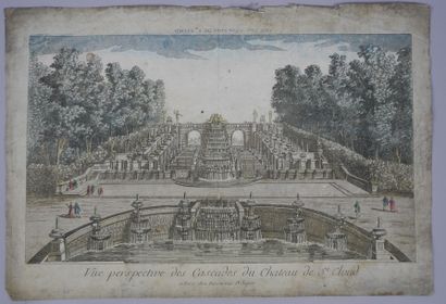 École FRANÇAISE du XVIIIe siècle «Vue perspective des cascades du château de Saint-Cloud»...