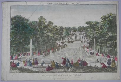 École FRANÇAISE du XVIIIe siècle «Vue perspective des cascades du château de Saint-Cloud»...