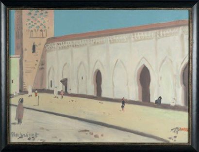 Paul NASSIVET (1904 - 1977) Marrakech, la Koutoubia Huile sur toile, signée en bas...