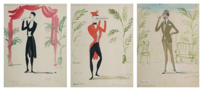 JEAN-DENIS MALCLES (Paris, 1912 - 2002) Projets de costume dont ceux d' «Hector»,...