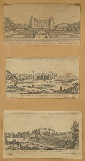 null Israël SILVESTRE (1621-1691).
Vue du château de Grosbois. 
Vue du château de...