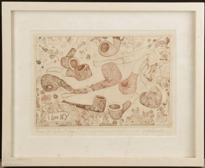 null Juan ROMERO FERNANDEZ (1932).
I Love N.Y.
Etching, titled in the plate and on...