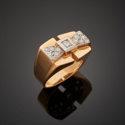 null Ring in 18k yellow gold and 850 thousandth platinum, the bezel designed with...