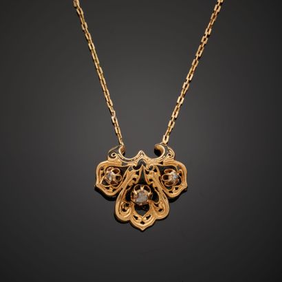 Necklace composed of a pendant with openwork...