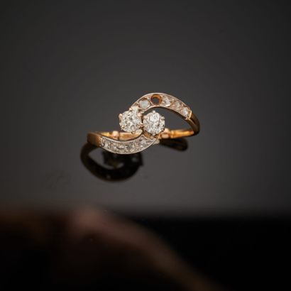 Ring You and Me swirling in yellow gold 18k...