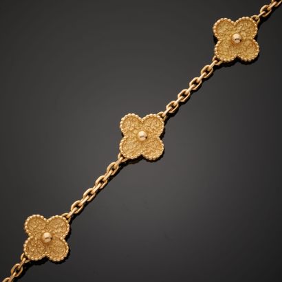 null VAN CLEEF AND ARPELS "Alhambra".
18k yellow gold bracelet with facetted forçat...