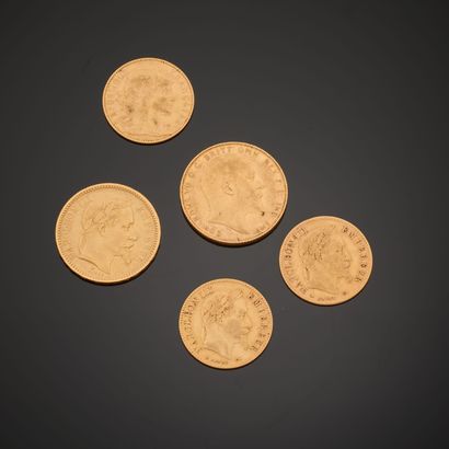 Set of gold coins including :
- three coins...