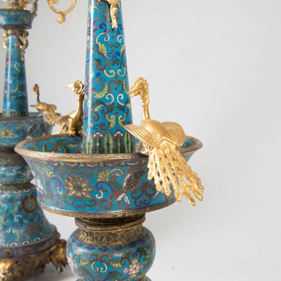 null Ferdinand BARBEDIENNE (1810-1892), in the taste of CHINA.
Pair of copper candelabras...