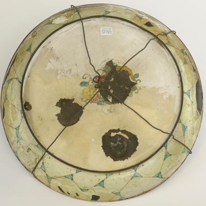 null CHINA.
A copper and painted enamel dish decorated with go-playing scholars on...