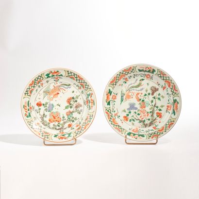 CHINA.
Two plates forming a pair in green...