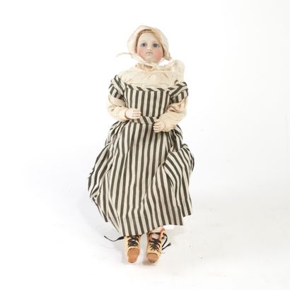 null Unmarked fashion doll, probably Bru, swiveling head and bisque collar (small...