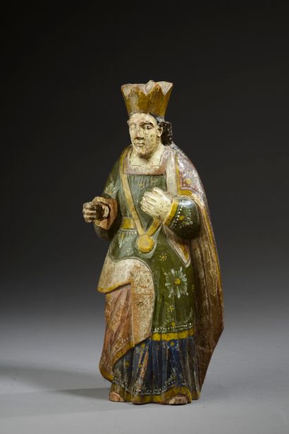 null Saint Barbara. 
Sculpture in carved and polychromed wood (accidents and missing...