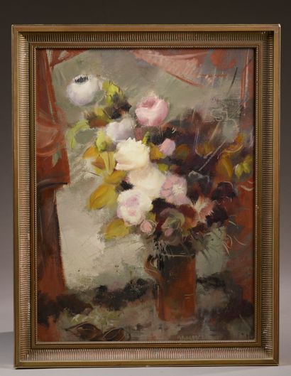 null 20th century French school. 
Bouquet of flowers. 
Oil on canvas signed lower...