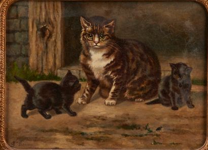 null Gabrièle BRAMA (1846-?).
Cat and her kittens.
Oil on canvas, signed lower left...