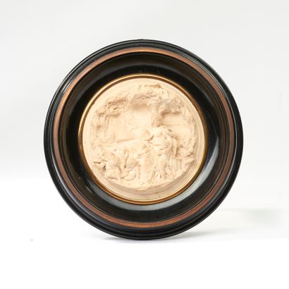 null BELLEQUEOT (19th century).
Women and children under a palm tree.
Small medallion...