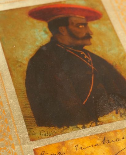null G. de GALARD (19th century).
Portrait of a man (Zumar Zumataram...) in a red...