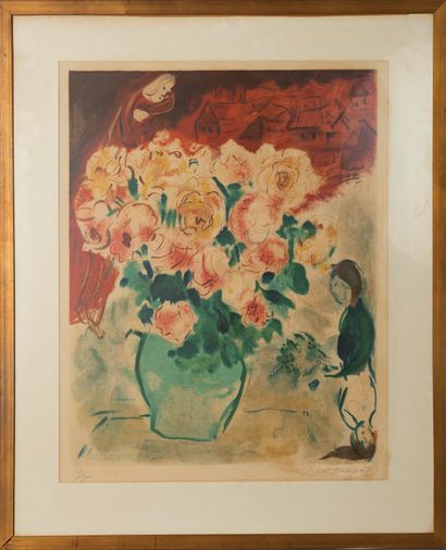 null Charles SORLIER (1921-1990), after Marc CHAGALL. 
The Bouquet. 1955.
Lithograph...