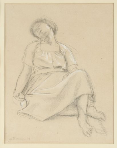 Roger de LA FRESNAY (1885-1925).
Femme endormie.
Crayon...