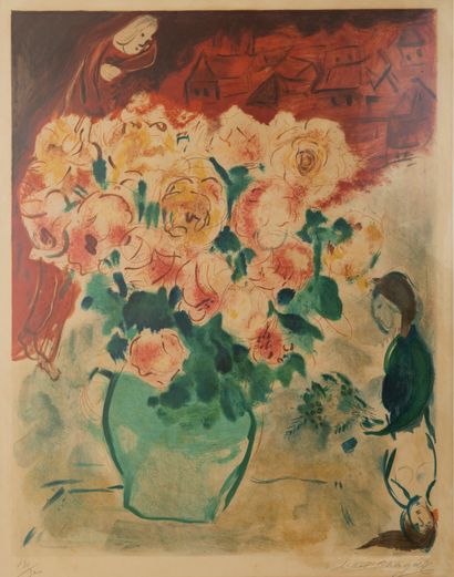 null Charles SORLIER (1921-1990), after Marc CHAGALL. 
The Bouquet. 1955.
Lithograph...