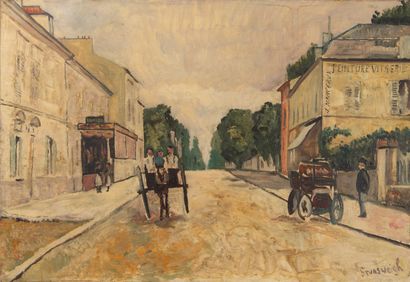 null Nathan GRUNSWEIGH (1880-1956).
Street scene, Boucherie and Peinture vitrerie...