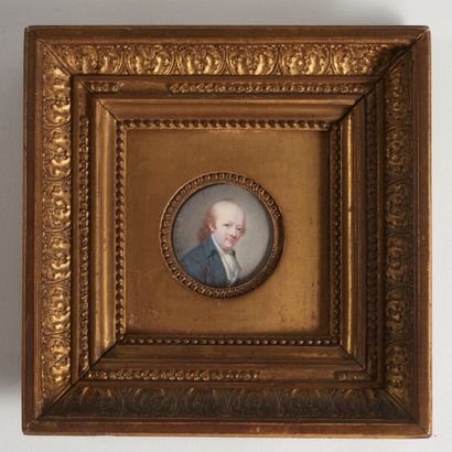 null Round miniature depicting a man in bust form, facing three-quarters to the right,...