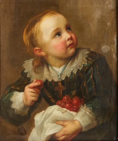 null French school of the late 18th century.
Child with cherries.
Oil on canvas (restorations...