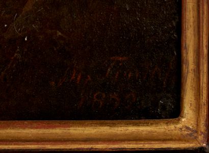 null English school of the 19th century. 
Game trophy. 
Oil on panel signed lower...