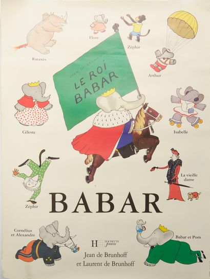 null Jean de Brunhoff. 
King Babar. 
Hachette Jeunesse poster (slight folds).
Circa...