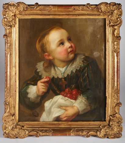 null French school of the late 18th century.
Child with cherries.
Oil on canvas (restorations...