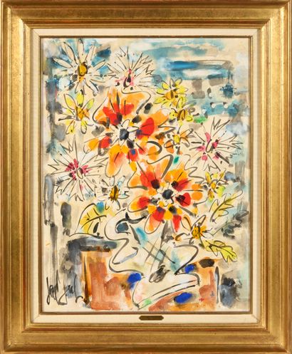  GEN PAUL (1895-1975).
Le bouquet de fleurs.
Gouache sur papier marouflée sur toile.
Haut.... Gazette Drouot